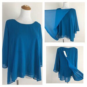 NWT SOFT SURROUNDINGS Petite Seaport Ethereality Top Front Back Overlays Shirt